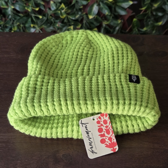 NWT FP Free People Movement Cool Down Beanie Lime Green Cozy Winter Hat - Picture 2 of 8